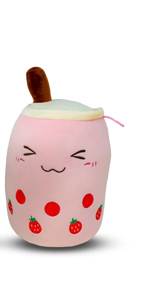 Bubble Tea ca 23x15cm Plüsch Kuscheltier - Bubble Tea rosa Erdbeere (1533)