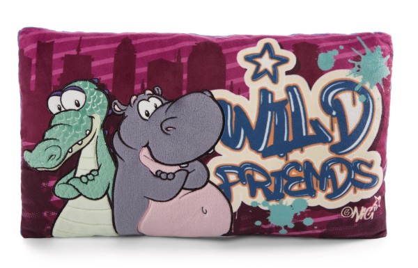 Nici 47981 Kissen Krokodil Croco McDile & Nilpferd DJ Nilbert Wild Friends GREEN