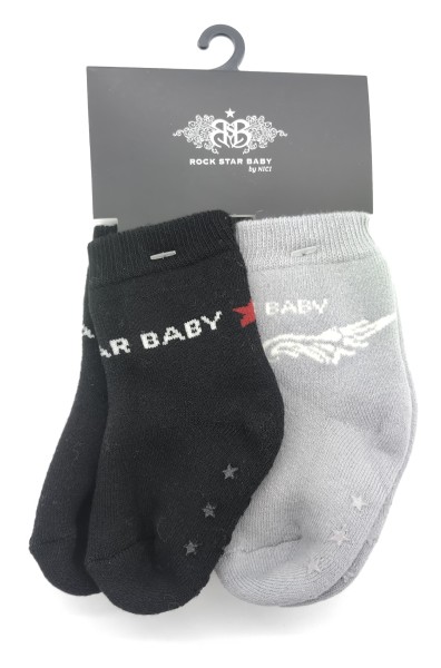 Nici 29023 - Rock Star Baby Babysocken-Set Größe: M, grau und schwarz, 2 Paar