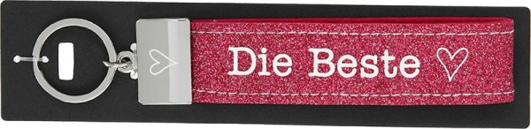 Depesche 4298 Glücksfilz Schlüsselband Anhänger 001 Die Beste (Glitzer)