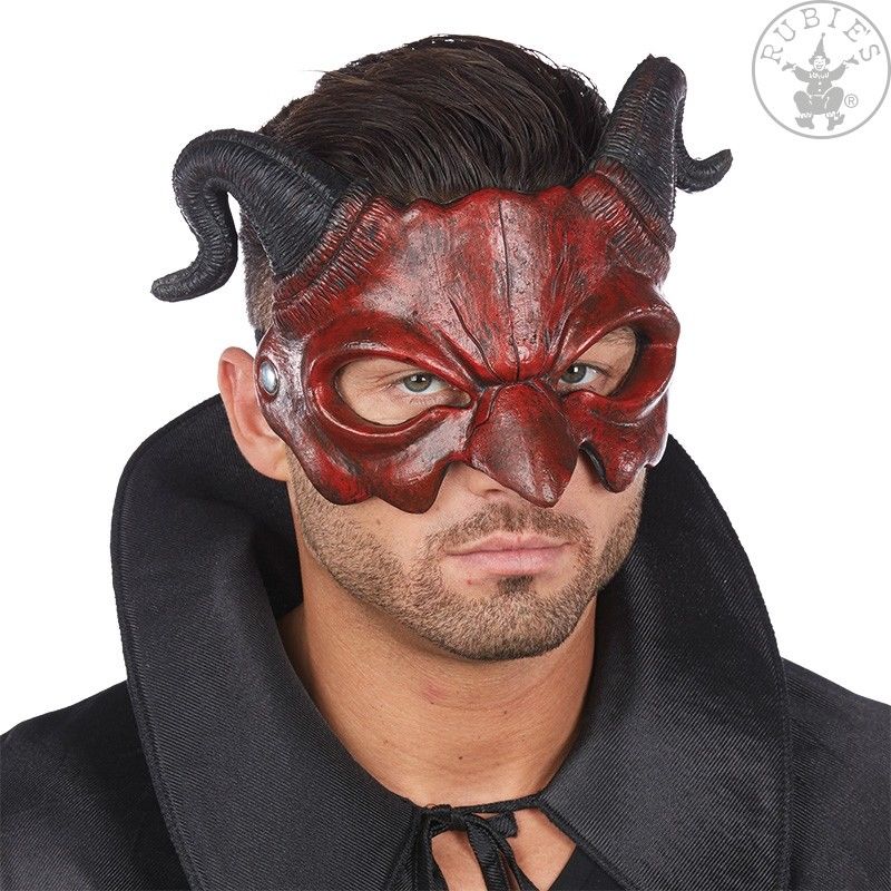 Rubies 6245898 Maske Dämon Teufel Halbmaske Aus Latex Mit Hörnern Gummiband Karneval 0581